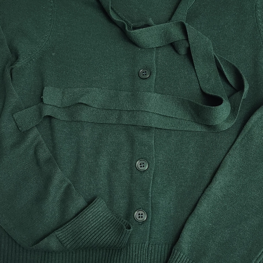 CeCe Green Button-Up Cardigan